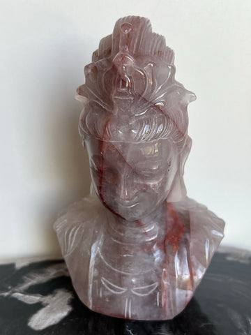 Rode vuur kwarts hematoid Guan Yin Godin groot