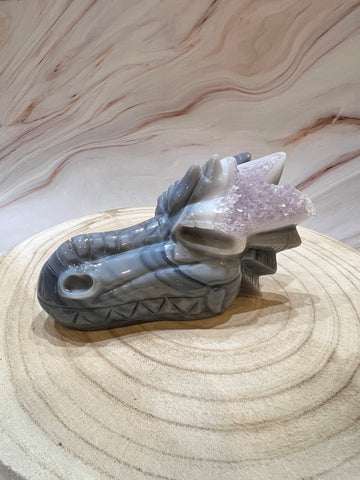 Agaat Amethist Drakenkop – Groot en Uniek (15 cm | 904 g | €395)